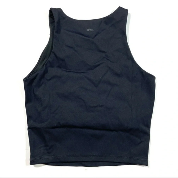 New Madewell MWL Form Racerback Crop Tank Top Black NA554 - Picture 3 of 9